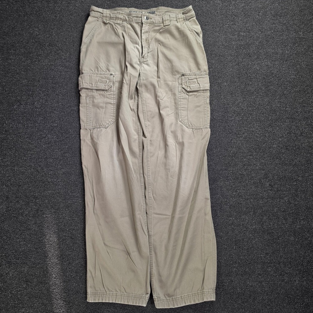 Duluth Trading Co Cargo Pants Mens 35x36 Khaki Flex Fire Hose Workwear Cotton